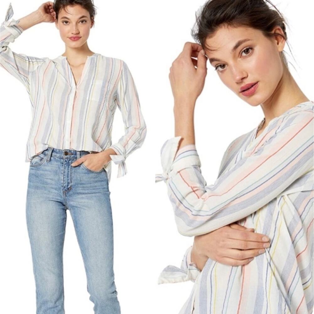J.Crew Mercantile Striped Lightweight Button-Front Top – Size M